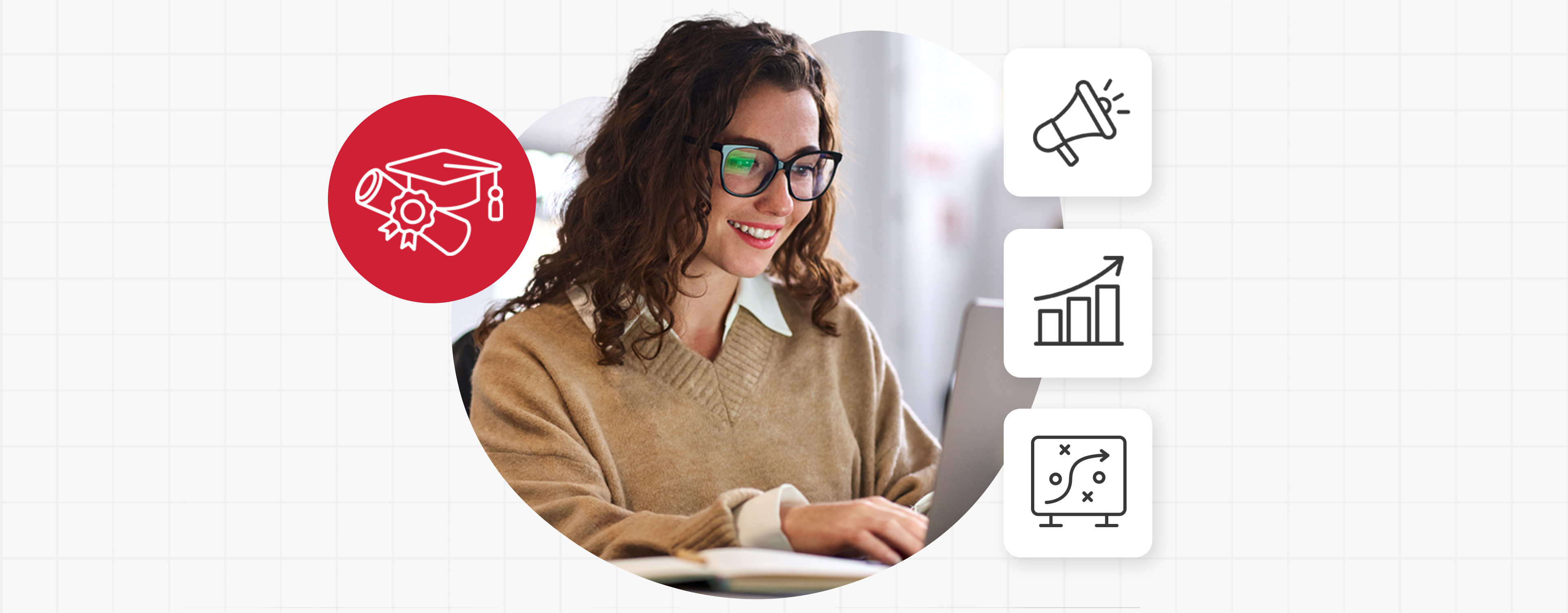 Higher ED hero girl with glasses on laptop