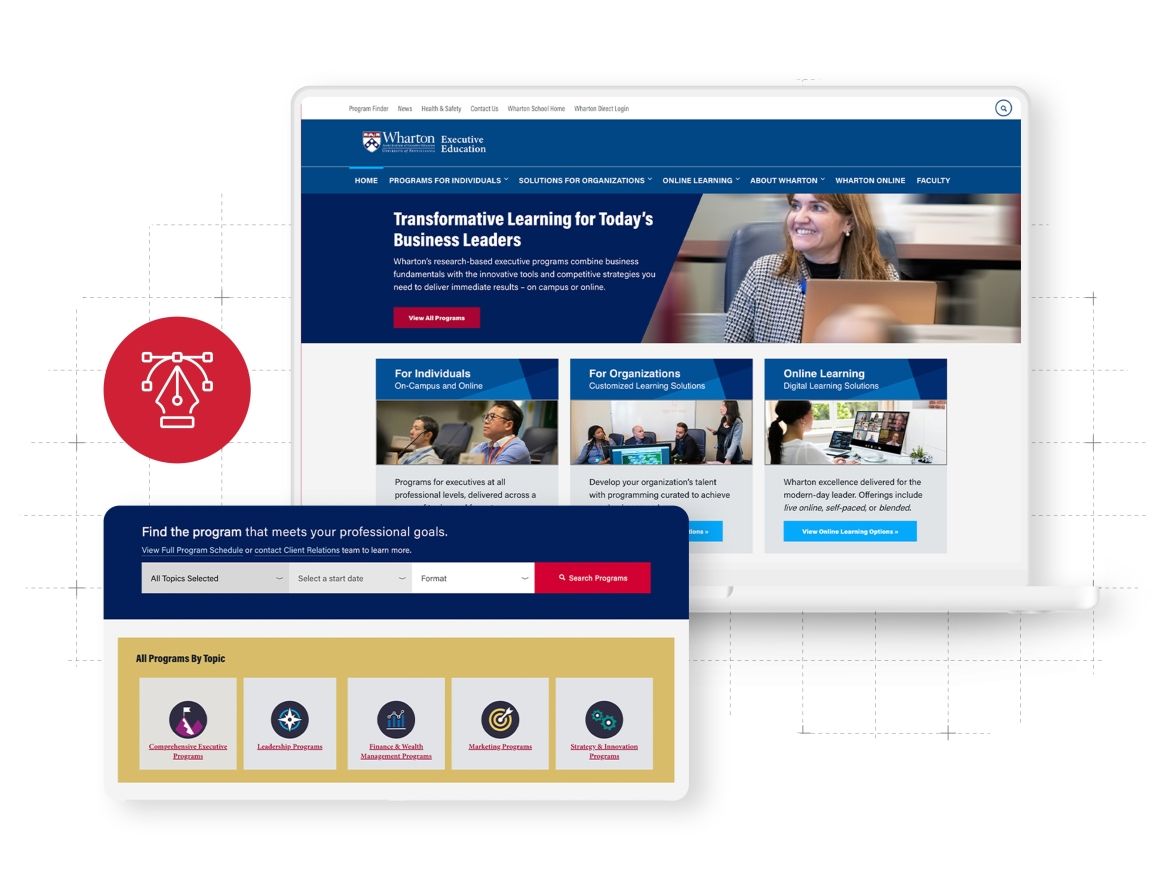 Wharton School Website Wharton School Website on laptop