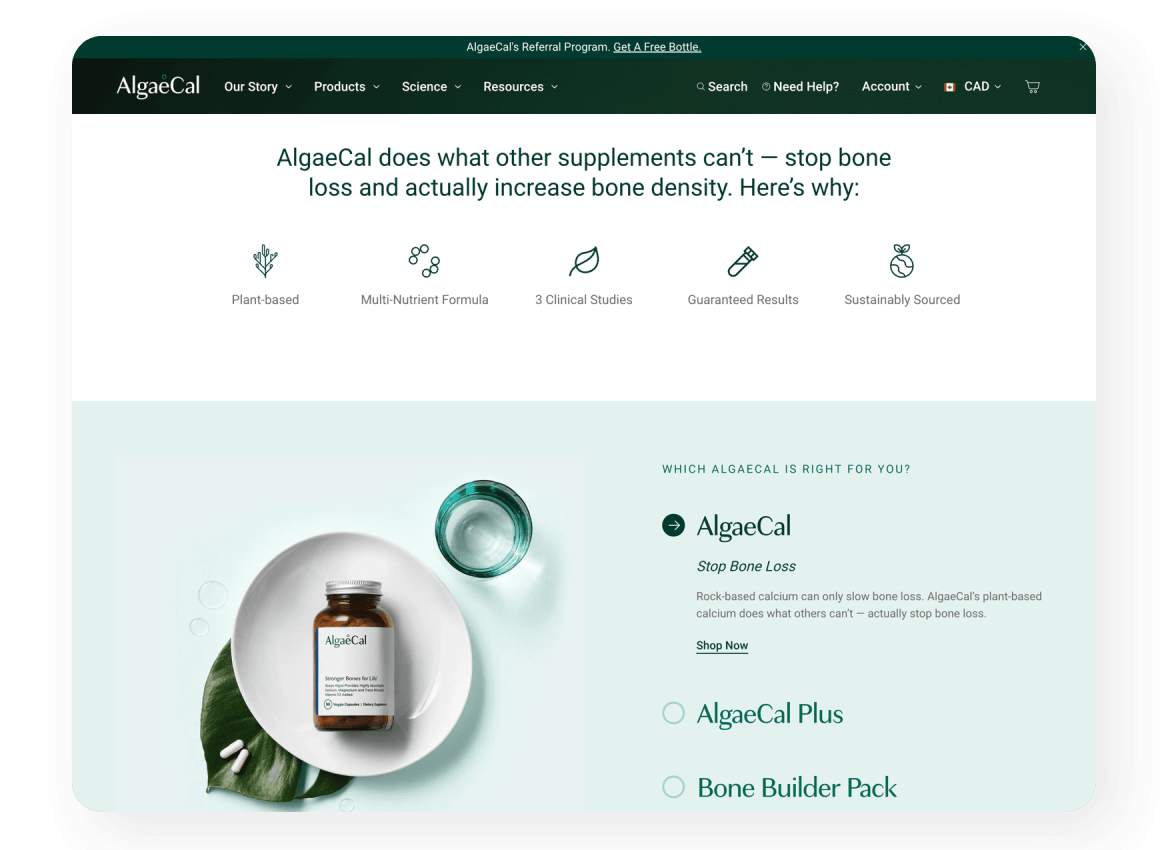 AlgaeCal home page.