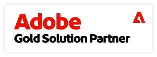 Adobe Gold Solution Partner Seal with adobe logo in top right corner